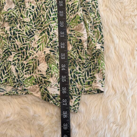 CAbi Tropical Leaf Print 3/4 Sleeve Faux Wrap Dress Small Style 280 - Picture 8 of 12